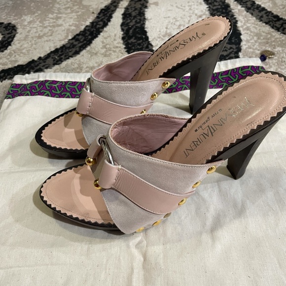 Yves Saint Laurent Shoes - Yves Saint Laurent New Blush Pink Open Toe Mule Heels size 39
